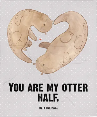 Produktbild von Mr. & Mrs. Panda Schlummerdecke Otter Herz - Grau Pastell - Geschenk, Erstlingsdecke, Fleecedecke, Große Liebe, Babybettdecke, Plaid, Babydecke, Verliebt