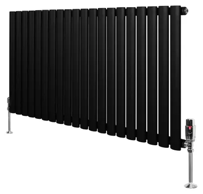 Produktbild von Gliederheizkörper mit TRV Chromventile – 600mm x 1200mm – Schwarz