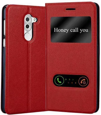 Immagine prodotto di Cadorabo custodia protettiva per Huawei MATE 9 LITE / GR5 2017 / Honor 6X cover in rosso custodia per telefono cellulare custodia a libro cover