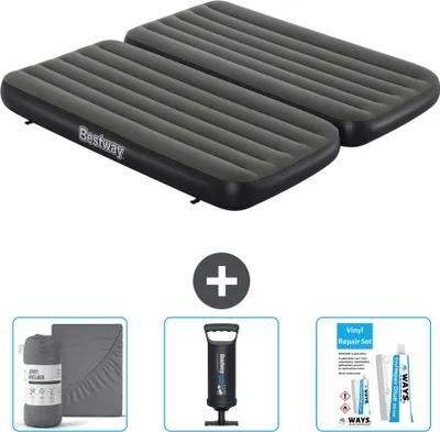 Productafbeelding van Bestway opblaasbare luchtbed – 3-in-1 – geschikt voor 1 of 2 personen – 99 x 188 x 25 cm – groen – inclusief accessoires