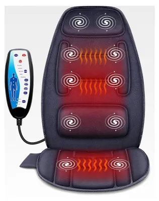 Produktbild von Massagegerät für den Sitz mit Wärme, Rückenmassagegerät mit 10 Vibrationsmotoren und Heizfunktion zur tiefen Gewebeentlastung. Ideal für Zuhause oder im Büro, Geschenke für Frauen und Männer.