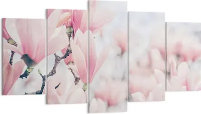 Produktbild von Bild auf Leinwand - Leinwandbild - 5 Teile - Magnolie Blumen Rosa - 160x85cm - Wand Bild - Wanddeko - Wandbilder - Leinwanddruck - Bilder - Wanddekoration - Leinwand bilder - Wandbild - EA160x85-4396