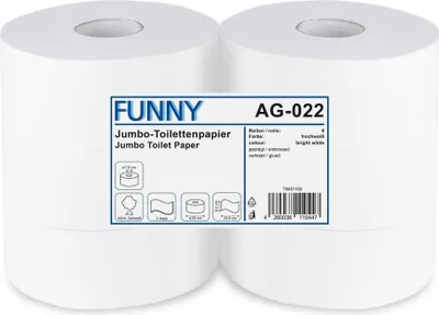Produktbild von Jumbo Toilettenpapier FUNNY - 2- lagig - hochweiß - 12 Rollen