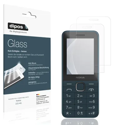 Obrázok produktu pre 2 ochranné fólie pre telefón Nokia 225 4G, matná povrchová úprava - proti nárazom, 9H tvrdosť, fólia typu "dipos Glass" (plastové sklo)