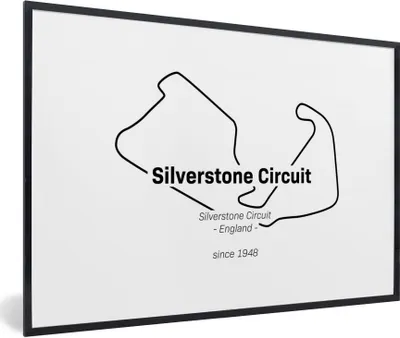 Produktbild von MuchoWow® Gerahmtes Poster Formel 1 - Silverstone - Rennstrecke 90x60 cm - Poster mit Schwarzem Bilderrahmen Wandposter Rahmen Foto Bilder - Fotorahmen - Foto-Plakat