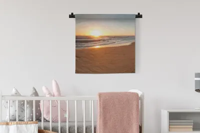 Produktbild von MuchoWow® Wandteppich Wandbehang Strand - Wellen - Sonne 60x60 cm Tapisserie Dekoration Wandtuch - Dekorationen - Wand Decke