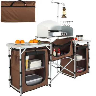 Produktbild von Zusammenklappbare Campingküche mit Stauraum und Windschutz