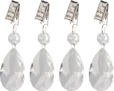 Produktbild von Wassertropfen-Tischdeckengewichte mit Metall-Clip-Set, Kristallglas, Tropfenprismen, Anhänger für Dekoration, Picknick, Familienessen im Freien