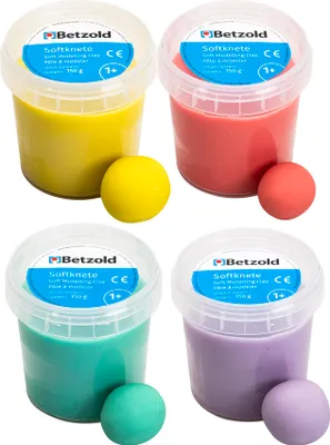 Produktbild von Betzold Soft-Knete, 4 Farben je 150 g, Softknete für Kreativität, Farbe: pastell