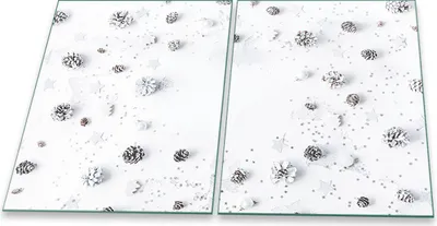 Produktbild von Herdabdeckplatten Spritzschutz Glas Universal 2teilig 2x40x52 Abstrakt Weiß Deko