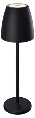 Obrázok produktu pre Dobíjacia stolová lampa IP54 2W 200 lm 2700 K H 38 cm Tavola čierna s USB + dotykový stmievač