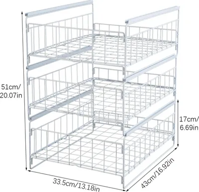 Produktbild von Küchenschubladen-Organizer - Ausziehbares Regal/Ablage - Kohlenstoffstahl - Platzsparend - Für Küchenschubladen