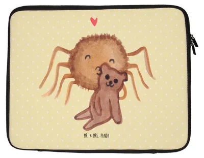 Produktbild von Mr. & Mrs. Panda Laptophülle Spinne Agathe Teddy 27 x 36 cm - Gelb Pastell - Geschenk, Laptop Sleeve, Dankeschön, Treue, Liebesbeweis, Hülle, Miteinander, Laptoptasche