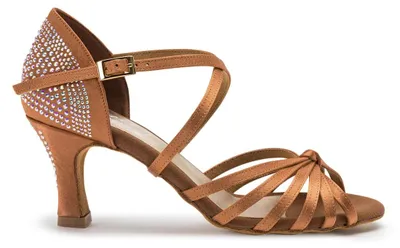 Produktbild von Dancing Queens Elation Accent Show-Tanzschuhe Satin Strass mit flexibler Sohle - Absatz 7.0 cm flare