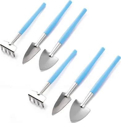 Produktbild von Mini-Gartengeräte-Set, 6-teilig/Set Mini-Gartengeräte – Mini-Rechen, Kelle und Schaufel für Blumentöpfe, Sukkulenten, Pflanzen, Bonsai und Bepflanzung