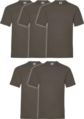 Produktbild von 5er Pack Fruit of the Loom Valueweight T-Shirt + GRATIS MyShirt Stoffbeutel Farbe: chocolate Größe: XL