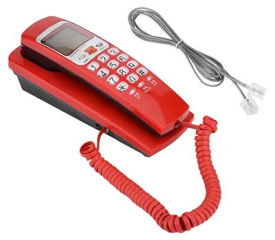 Obrázek produktu pro FSK/DTMF telefon s identifikací volajícího, pevný telefon, stolní, rozšíření pevné linky pro domácnosti, červený