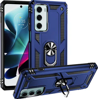 Produktbild von Moto G200 5G Hülle, Dual Layer Robust Militäre Schutzhülle mit Ringhalterung Ständer für Motorola Moto G200 5G Blau