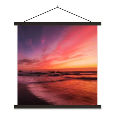 Produktbild von MuchoWow® Textilposter Strand - Meer - Natur - Abend 120x120 cm mit schwarzem Rahmen - Aufhängungsset