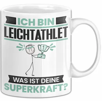 Produktbild von Leichtathlet Tasse Geschenk für Leichtathlet Geburtstag Lustiger Spruch Kaffee-Becher Was Ist Deine Superkraft (Weiß)