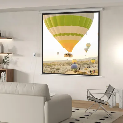 Produktbild von Sweiko Beamer-Leinwand, 1:1 Format, Fernbedienung, 172 x 172 cm (96 Zoll), Weiß