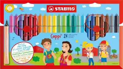 Produktbild von Filzstift mit Kappenring - STABILO Cappi - 24er Pack - mit 24 verschiedenen Farben