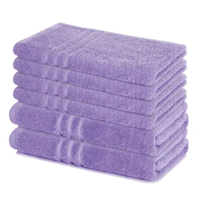 Zdjęcie produktu dla Zestaw ręczników Lavea® Elena, 6-częściowy, 100% bawełna - 4 ręczniki 50x100 cm, 2 duże ręczniki 70x140 cm, zestaw ręczników - kolor lawenda