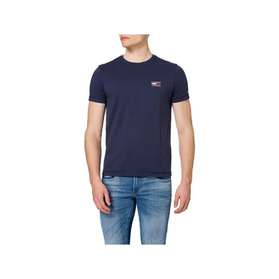 Produktbild von TOMMY JEANS Herren-T-Shirt mit halbärmeligem Rundhalsausschnitt und Logo-Print aus reiner Baumwolle Artikel DM0DM10099, M, Cotone 100%
