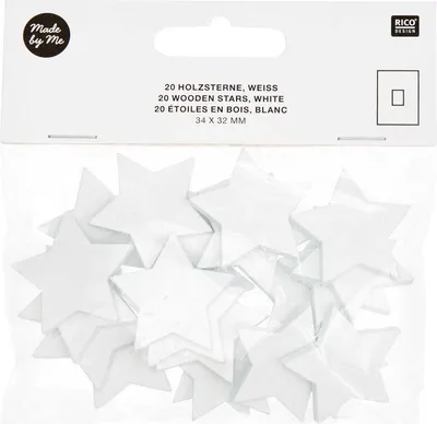 Produktbild von 20 Sterne in weißem Holz - 30 mm