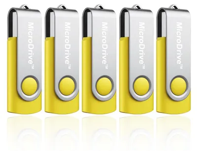 Produktbild von 5x 32GB USB 2.0 Stick Flash USB Drive Swivel USB Flashdrive Speicherstick Memorystick Farbe: Gelb