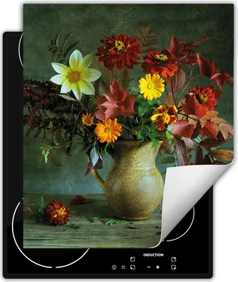 Produktbild von DarHaus Herdabdeckplatte 45x52 cm Anti Rutsch Matte Aufrollbar, grün - Blumenstrauß