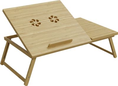 HAGO24 Laptoptisch 54x34cm Bambus Lapdesk Notebooktisch Betttisch Laptop Tablett höhenverstellbar klappbar neigbar Ablage platzsparend
