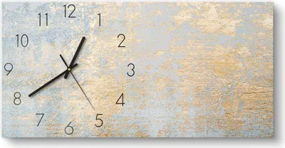 Produktbild von DEQORI Glasuhr 60x30 cm Zahlen 'Wand mit Gold-Struktur' Wanduhr Glas Uhr Design leise