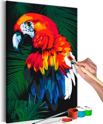Zdjęcie produktu dla Malowanie według numerów Papuga 40x50 cm Zestaw do malowania z drewnianą ramą na płótnie dla dorosłych Dzieci Obrazy ręcznie malowane Zestaw DIY n-A-0189-e-a