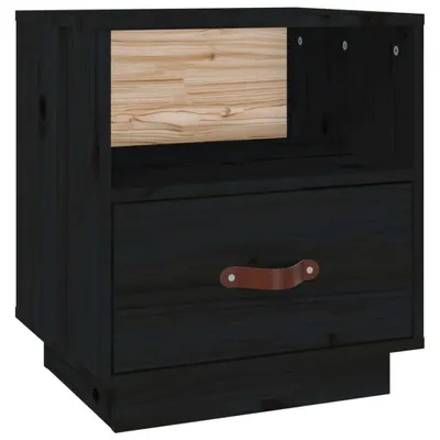 Produktbild von Nachttisch Schwarz 40x34x45 cm Massivholz Kiefer
