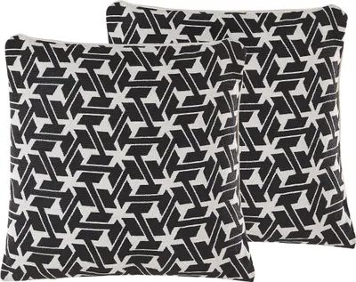Produktbild von BELIANI Dekokissen 2er Set Schwarz / Creme Baumwolle mit Polyester-Füllung 45x45 cm geometrisches Muster Accessories Wohn- u. Schlafzimmer