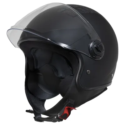 Produktbild von VINZ Como Jethelm mit Visier ECE 22.06  | Roller Helm Mopedhelm Für Motoroller & Vespa | Herren & Damen | Motorradhelm in XS-XL | Erhältlich in 4 Farben - Matt Schwarz | M (57 - 58 cm)