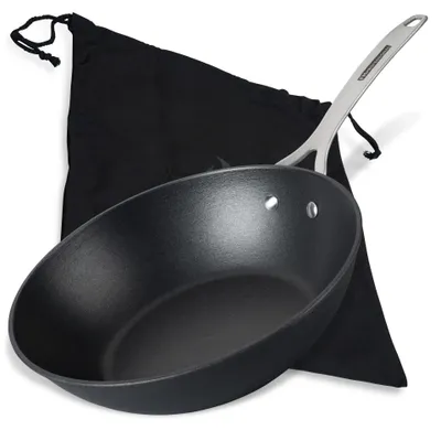 Productafbeelding van FMProfessional wokpan van gietijzer, 28 cm. Koekenpan met hoogwaardige anti-aanbaklaag