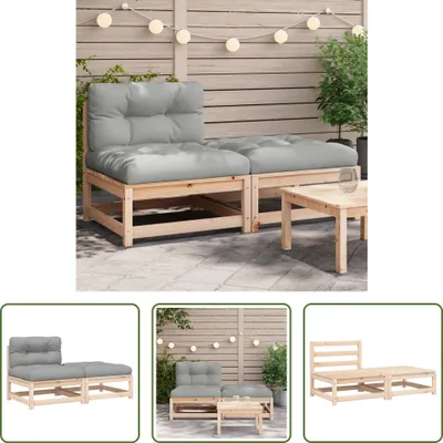 Produktbild von The Living Store Gartensofa ohne Armlehnen mit Kissen und Hocker