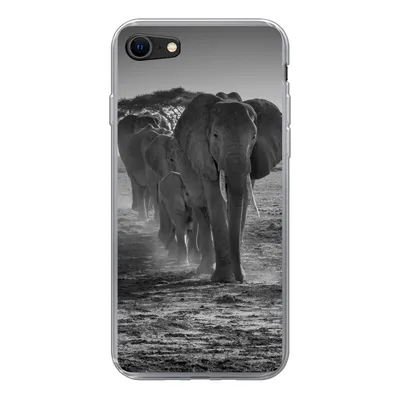 Produktbild von MuchoWow® Handyhülle Schutzhülle Hülle für iPhone SE 2022 Elefant - Einfarbig - Tiere - Schwarz - Weiß Silikon Softcase Handy Hülle - Schutzhülle