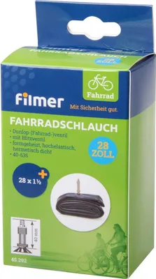 Produktbild von Filmer 45.292 Fahrradschlauch 28 x 1 1/2 Dunlop - Fahrrad Schlauch für 28" Rad