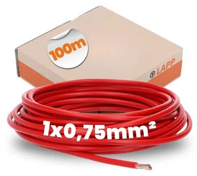 Obrázek produktu pro Instalační kabel H05V-K, 1 x 0,75 mm², červený, 100 metrů