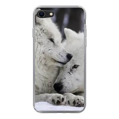 Produktbild von MuchoWow® Handyhülle Schutzhülle Hülle für iPhone 8 Wölfe - Schnee - Familie Silikon Softcase Handy Hülle - Schutzhaube