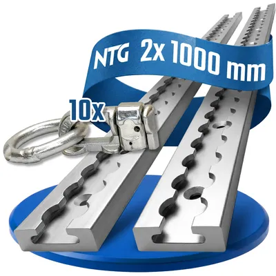 Produktbild von Airlineschiene Zurrschiene 2 x 1 m 1 Meter eckig m. Bohrungen u. Doppelfitting mit Ring