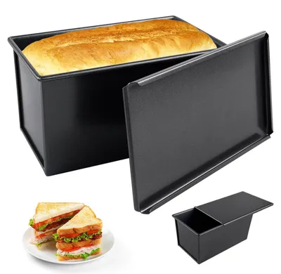 Immagine prodotto di Teglia da forno con coperchio, antiaderente, rettangolare, dimensioni 22,8 x 12,3 x 11 cm, Acciaio al carbonio