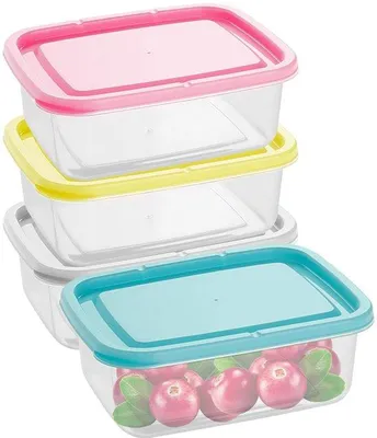 Image de 4 récipients hermétiques de 1 100 ml, sans BPA, pour la cuisine et le congélateur