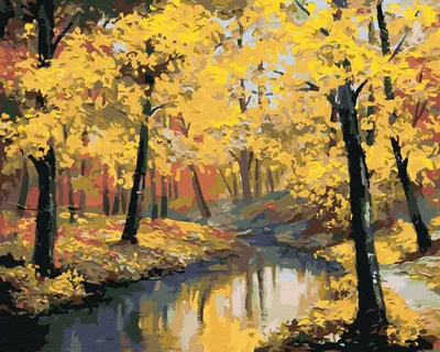 Produktbild von Diamondi - Diamond painting - HERBSTWALD UND FLUSS, 40X50 cm, ohne Keilrahmen