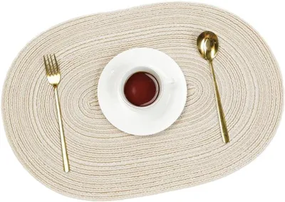 Zdjęcie produktu dla Zmywalne podkładki - 4 sztuki - Owalne podkładki - Odporny na ciepło - Antypoślizgowe - 50 x 35 cm - Wykonane z bawełny - Podkładka na stół