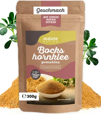 Produktbild von Bockschornklee gemahlen Monte Nativo (300g) - Schonend getrocknetes Fenugreek Gewürz in Pulver - Boxschornklee perfekt zum Kochen oder als Tee