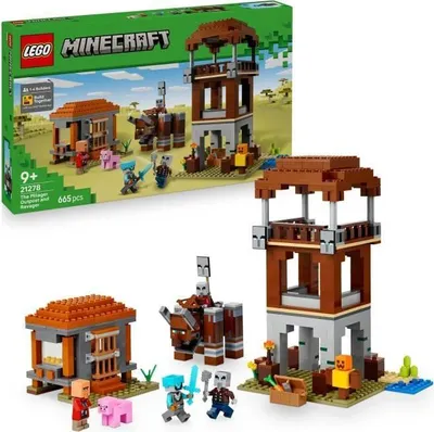 Produktbild von LEGO Minecraft 21278 Das Plünderer-Hauptquartier und der Verwüster, Bauset für Kinder ab 9 Jahren, 665 Teile